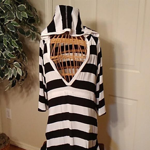 Kenneth Cole Striped Hooded Dress - Picture 2 of 8